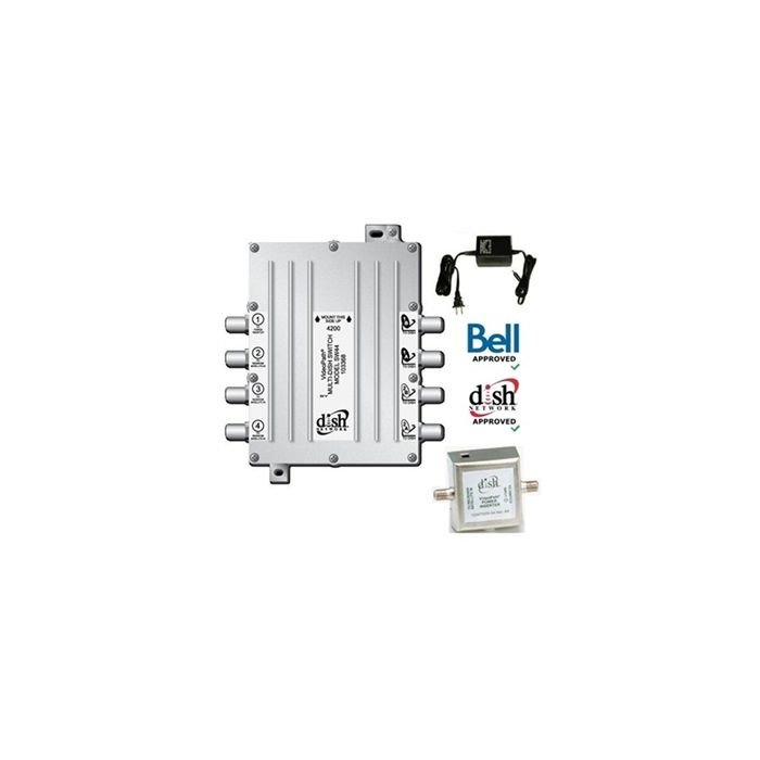 Videopath SW-44 (SW44) Multi-Dish Switch with Power Inserter and Adapter