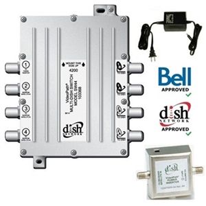 Videopath SW-44 (SW44) Multi-Dish Switch with Power Inserter and Adapter